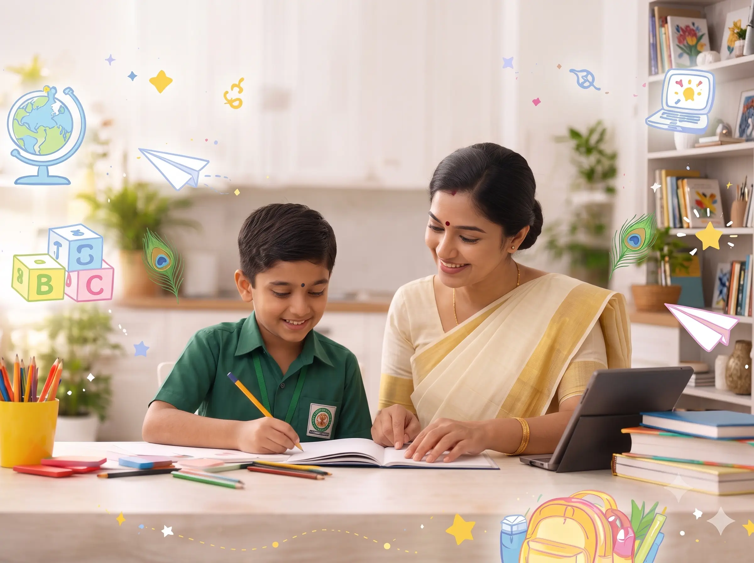 Mother-teacher tutoring CBSE Grade 10 student online for Dubai NRI family
